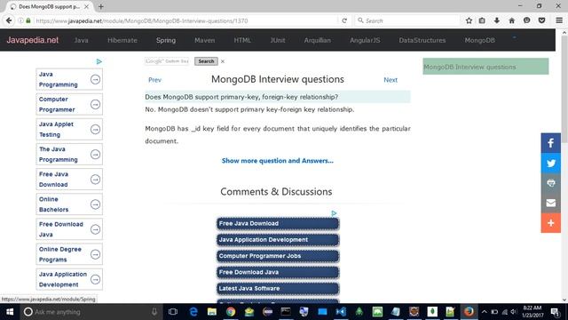 Does MongoDB Support Primary-key, Foreign-key Relationship?
| Javapedia.net