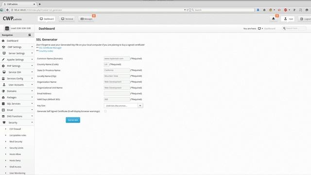 How to generate Self Signed Certificate CentOS WebPanel смотреть онлайн