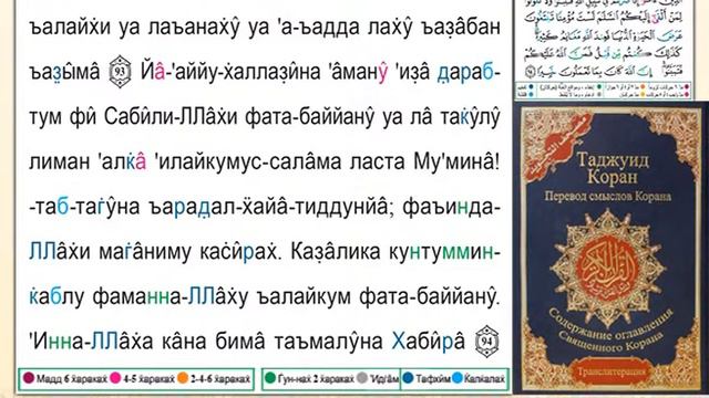 Поучительное чтение страницы Корана № (93) смотреть онлайн
