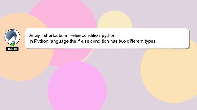 Array : shortcuts in if-else condition python смотреть онлайн