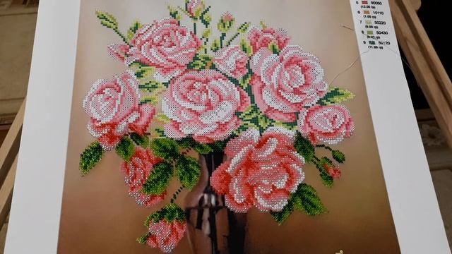 Розы в вазе, очередной отчет/Вышивка бисером смотреть онлайн