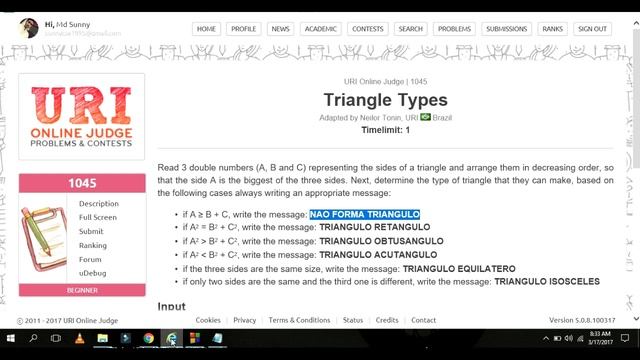 beecrowd Problem 1045 - "Triangle Types" solution( Bangla ) | C language смотреть онлайн