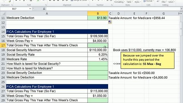 Excel 2010 Business Math 54: Calculate Social Security and Medicare Deductions смотреть онлайн
