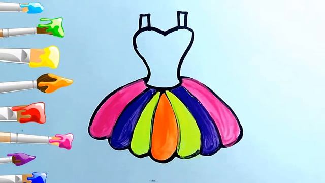 Как нарисовать платье для барби | Glitter Dress for Princess with Rainbow Colors and Drawing for Ki смотреть онлайн