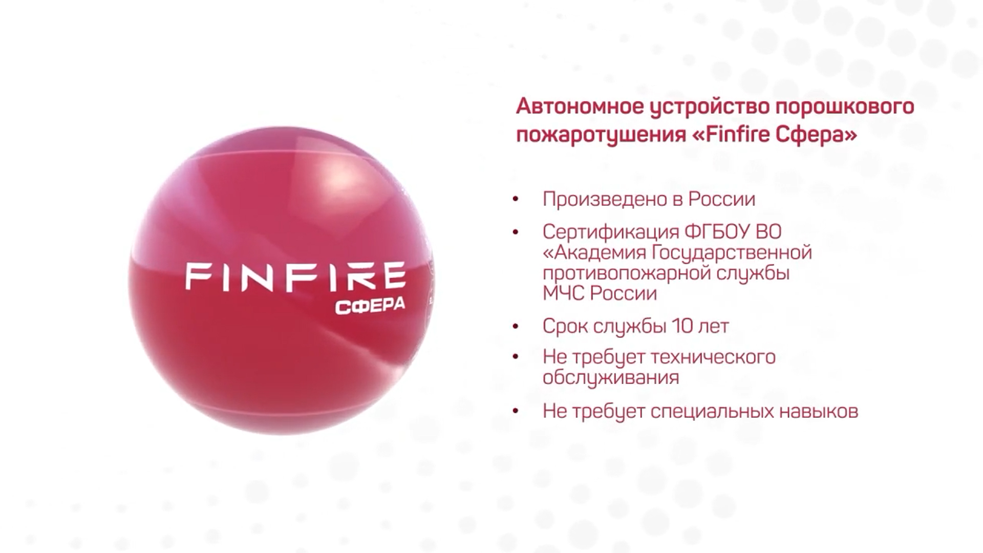 Самосрабатывающий порошковый огнетушитель FINFIRE «СФЕРА» смотреть онлайн