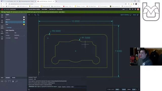 AutoCAD Basics Desktop 04 - Arrays, Fillet, Chamfer, Mirror смотреть онлайн