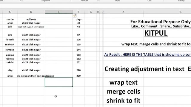 Arranging Text In Excel wrap text, merge cells, shrink to fit (English) смотреть онлайн