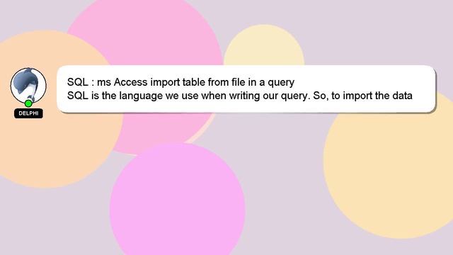 SQL : ms Access import table from file in a query смотреть онлайн