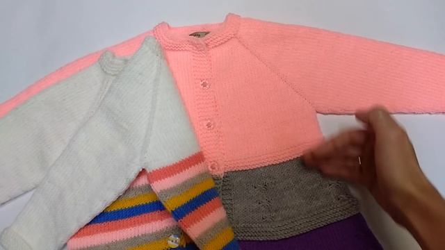 Кофта спицами-вязаная с полосками.Полосатый жакет для девочки смотреть онлайн