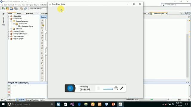 Draw Chess Board In Java using graphics With Source Code in NetBeans - graphics tutorial смотреть онлайн