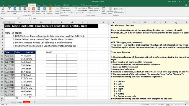 Excel Magic Trick 1401: Conditionally Format Row For BOLD Date смотреть онлайн