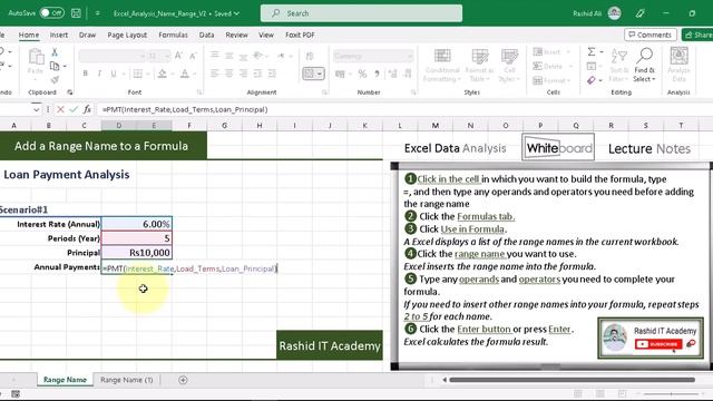 How to Add a Range Name to a Formula in Excel | Urdu / Hindi | @rashiditacademyofficial смотреть онлайн