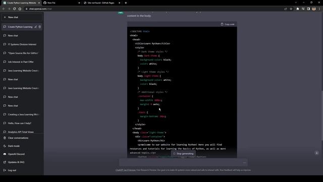 Python Learning Website using ChatGPT & GitHub Pages смотреть онлайн