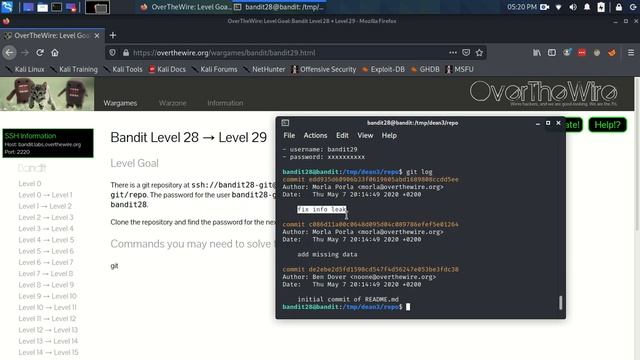 OverTheWire Bandit Level 28 - Level 29 смотреть онлайн