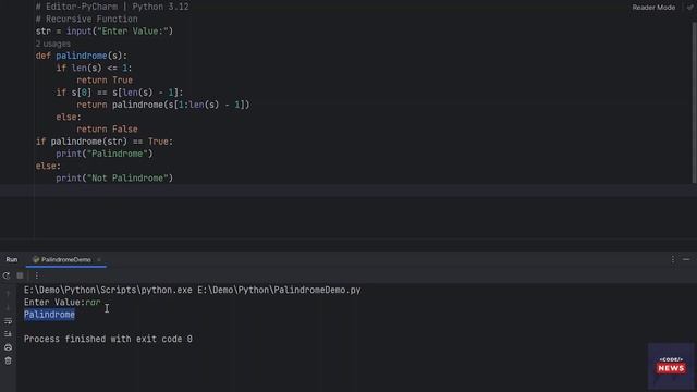 Palindrome in Python смотреть онлайн