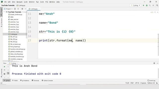 Format Strings, f-strings in Python | Python for Absolute Beginners in English | #37 смотреть онлайн