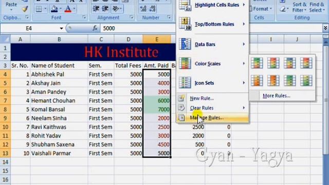 Using Conditional Formatting & Data Formatting in MS Excel 2007 in Hindi Part 11 смотреть онлайн