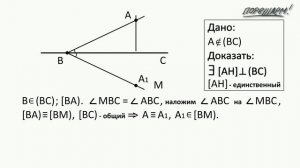 Геометрия. 7 класс. Теоремы. Т4. Перпендикуляр к прямой.
