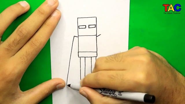 Minecraft How to draw Enderman with Letter E easy For Beginners смотреть онлайн