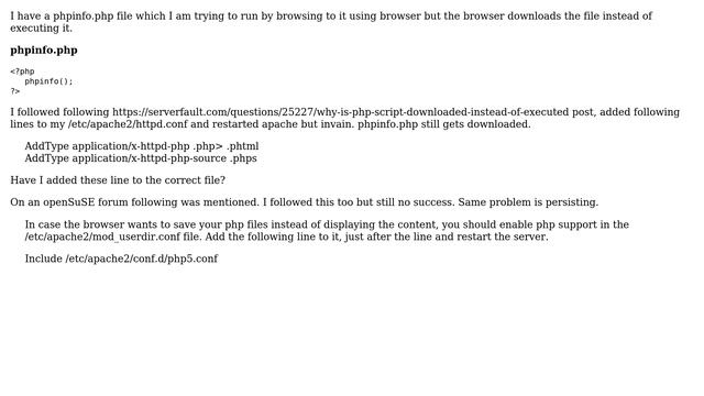 DevOps & SysAdmins: PHP file gets download instead of getting executed when browsed in any browser смотреть онлайн