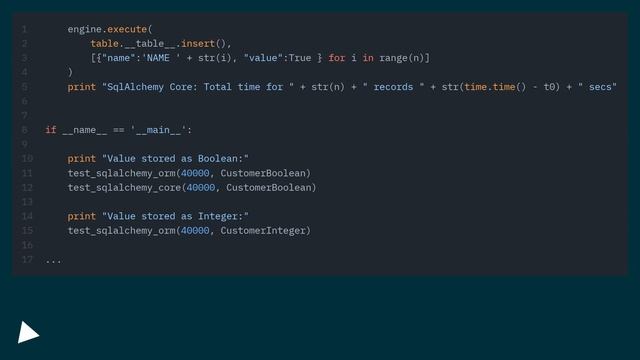 Why is there a large insert performance difference between python SqlAlchemy Boolean and Integer Ty смотреть онлайн