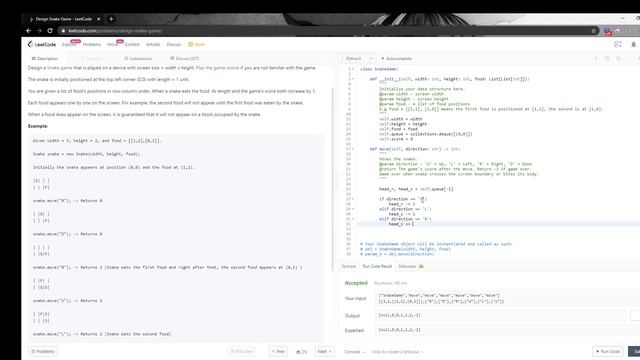 LeetCode 353. Design Snake Game смотреть онлайн