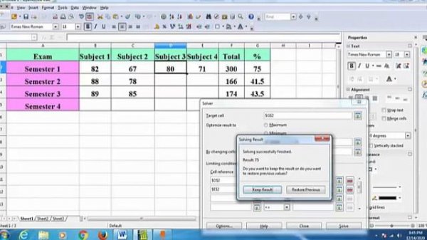 Solver in OpenOffice Calc