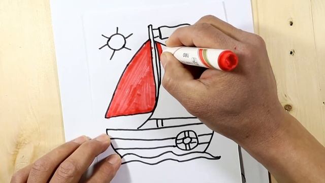 How to draw a boat picture for kids /Как нарисовать лодку для детей / 아이들을위한 보트 그림을 그리는 방법 смотреть онлайн