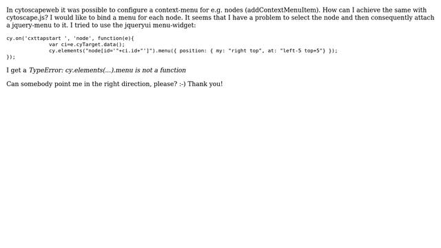 What is the best way to bind e.g. a jquery menu to a cytoscape.js node? смотреть онлайн