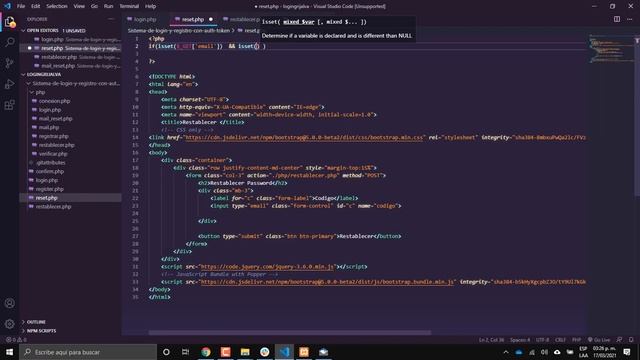 Restablecer Contraseña por Email con PHP y HTML Fácil смотреть онлайн