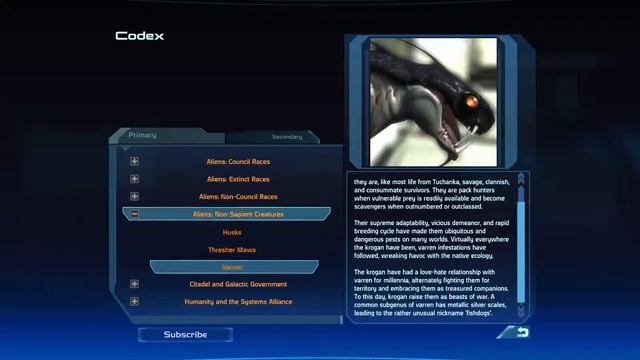 16. Mass Effect - Codex - Aliens: Non-Sapient Creatures - Varren смотреть онлайн