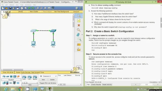 2.2.3.4 Packet Tracer - Configuring Initial Switch Settings смотреть онлайн