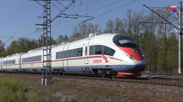 ЭВС2-04 (Siemens Velaro RUS В2) "Сапсан" выходит со станции Колпино | EVS2-04 смотреть онлайн
