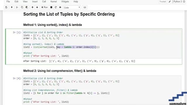 How to sort list of tuples by specific order-using sorted(),index()&lambda смотреть онлайн
