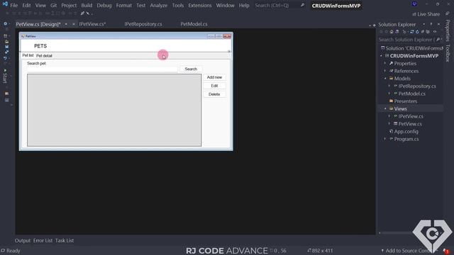 CRUD with MVP pattern, C#, WinForms and SQL Server смотреть онлайн