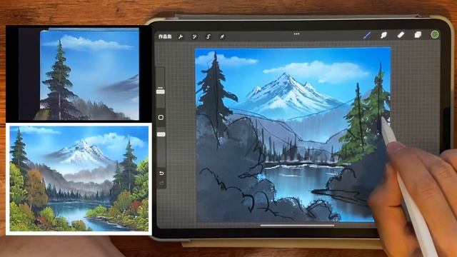 IPAD PAINTING TUTORIAL-Mountain and tree landscape (Bob Ross style) in Procreate смотреть онлайн