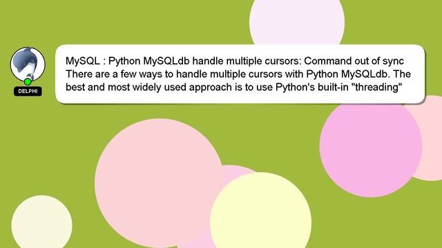 MySQL : Python MySQLdb handle multiple cursors: Command out of sync смотреть онлайн