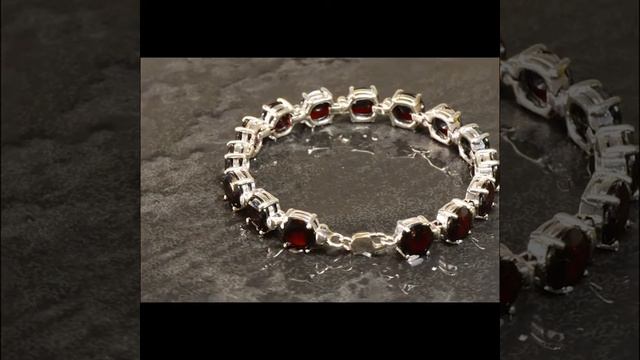 Large Radiant Natural Red Garnet Womens Station Bracelet 925 Silver смотреть онлайн