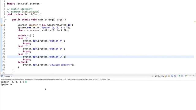 Java Tutorial: Switch Statement (char) смотреть онлайн