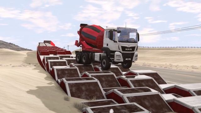 MAN TGS Concrete Mixer Truck Extreme Suspension Test and Stairs Jumps Down смотреть онлайн