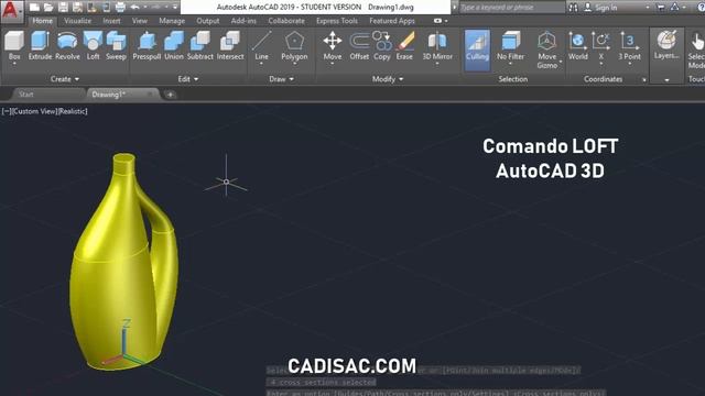 AutoCAD 2019 Comando LOFT Solevacion смотреть онлайн