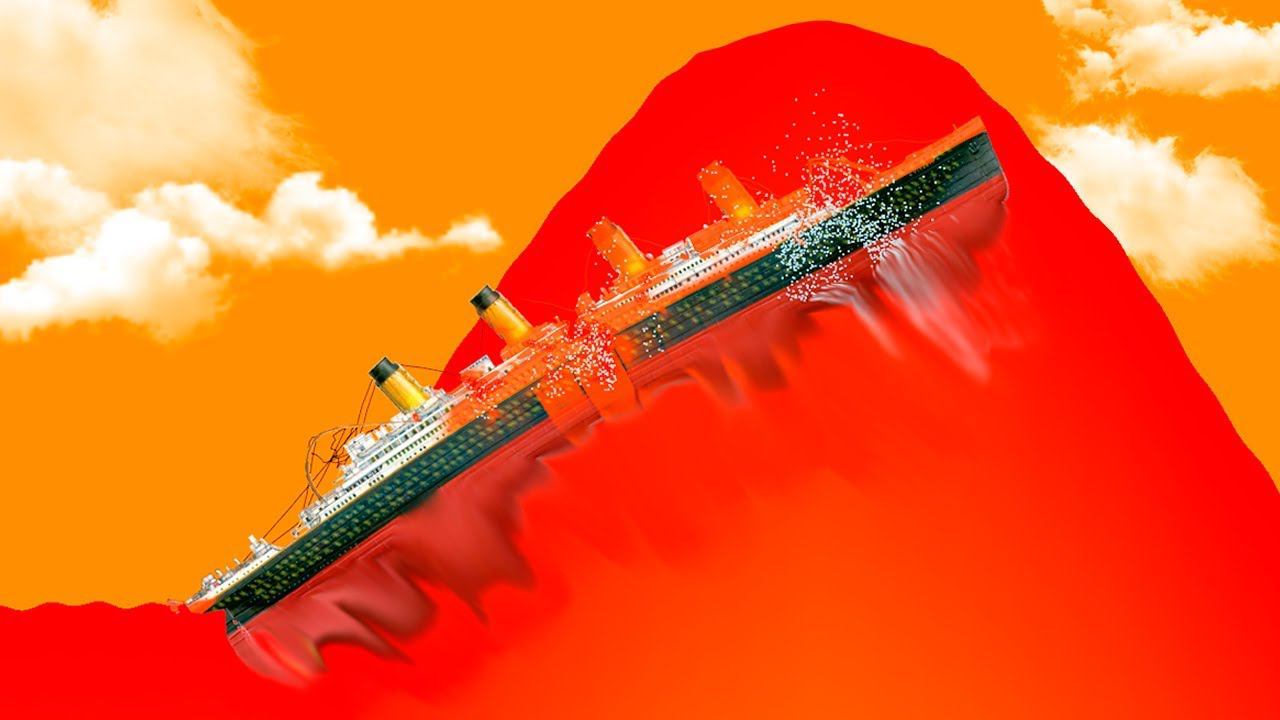 ТИТАНИК РАСПЛАВИЛСЯ В ОГРОМНОМ ЦУНАМИ ИЗ ЛАВЫ! РАЗРУШЕНИЕ КОРАБЛЕЙ И ЛАВА В FLOATING SANDBOX смотреть онлайн