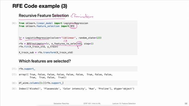 13.4.1 Recursive Feature Elimination (L13: Feature Selection) смотреть онлайн