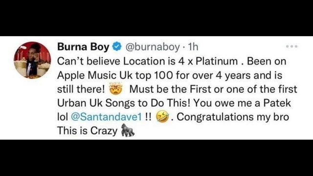 Burna Boy REACT To The Location Song With Dave Santan Going 4X Platinum смотреть онлайн