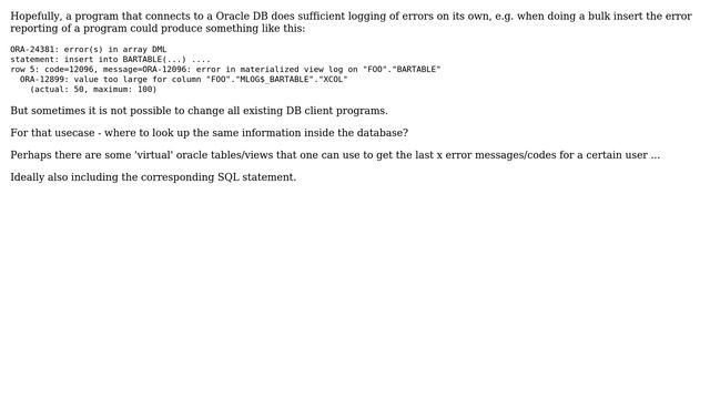 Databases: How to find the last error codes and messages of failed statements executed by a user? смотреть онлайн