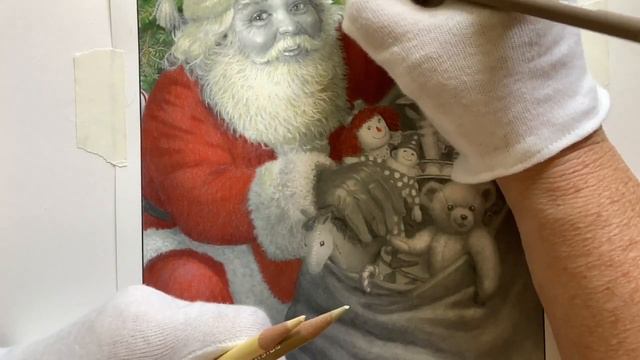 How To COLOR A GRAYSCALE SANTA With Prismacolor Colored Pencils