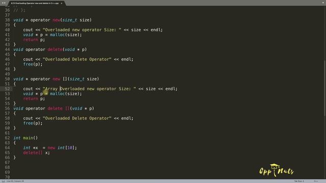 Overloading new And delete Operator In C++ смотреть онлайн