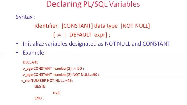 Oracle DB - PLSQL- Declare Variables смотреть онлайн