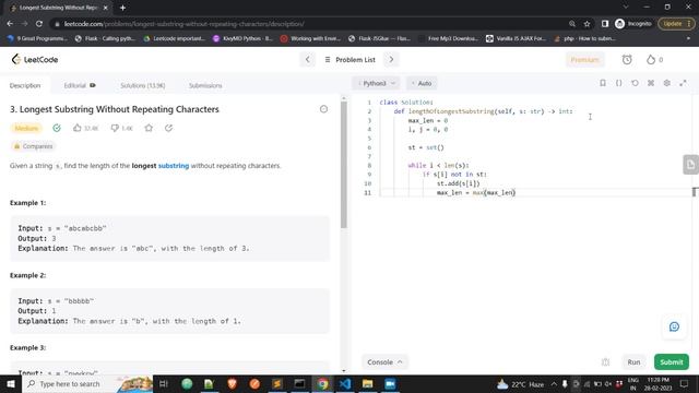 Solving Leetcode: Longest Substring Without Repeating Characters using Python 3 смотреть онлайн