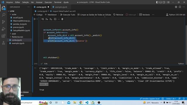 Como pegar o saldo disponível da conta com python no Metatrader 5, respondendo um inscrito! смотреть онлайн
